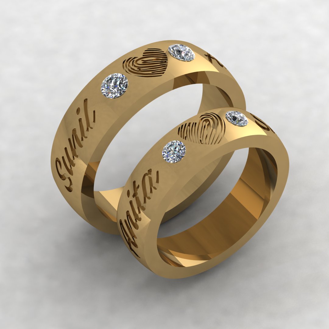Eternal Bond Fingerprint & Diamond Couple Rings