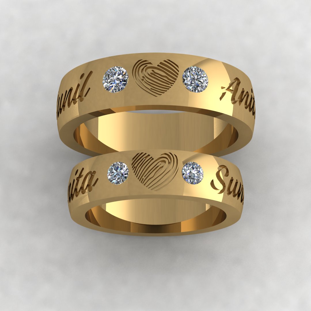 Eternal Bond Fingerprint & Diamond Couple Rings