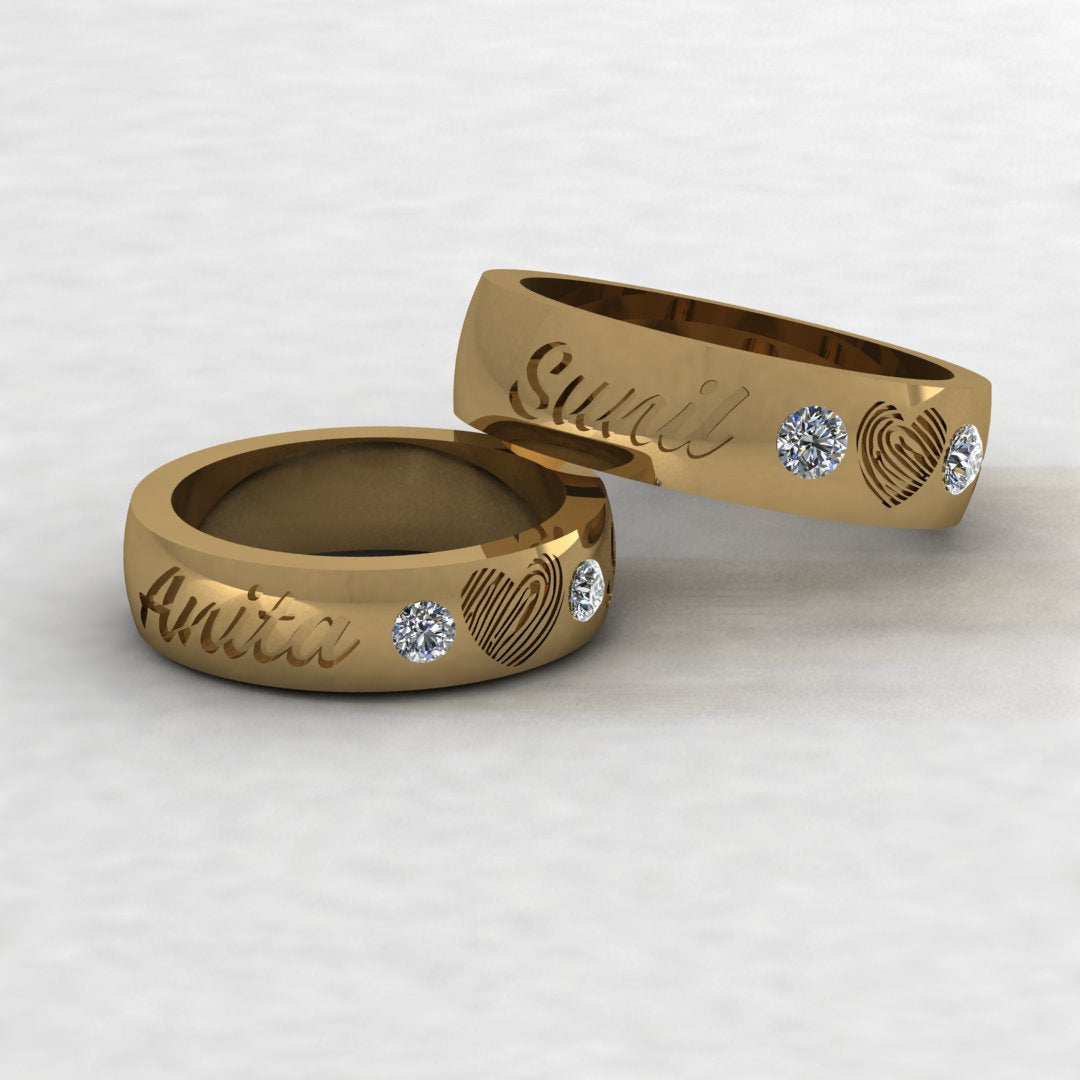 Eternal Bond Fingerprint & Diamond Couple Rings
