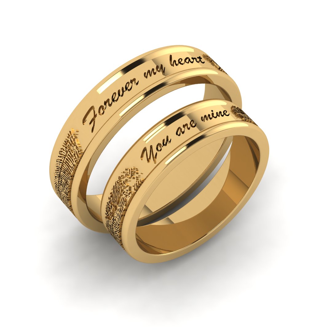 Forever My Heart – Personalized Fingerprint Couple Bands