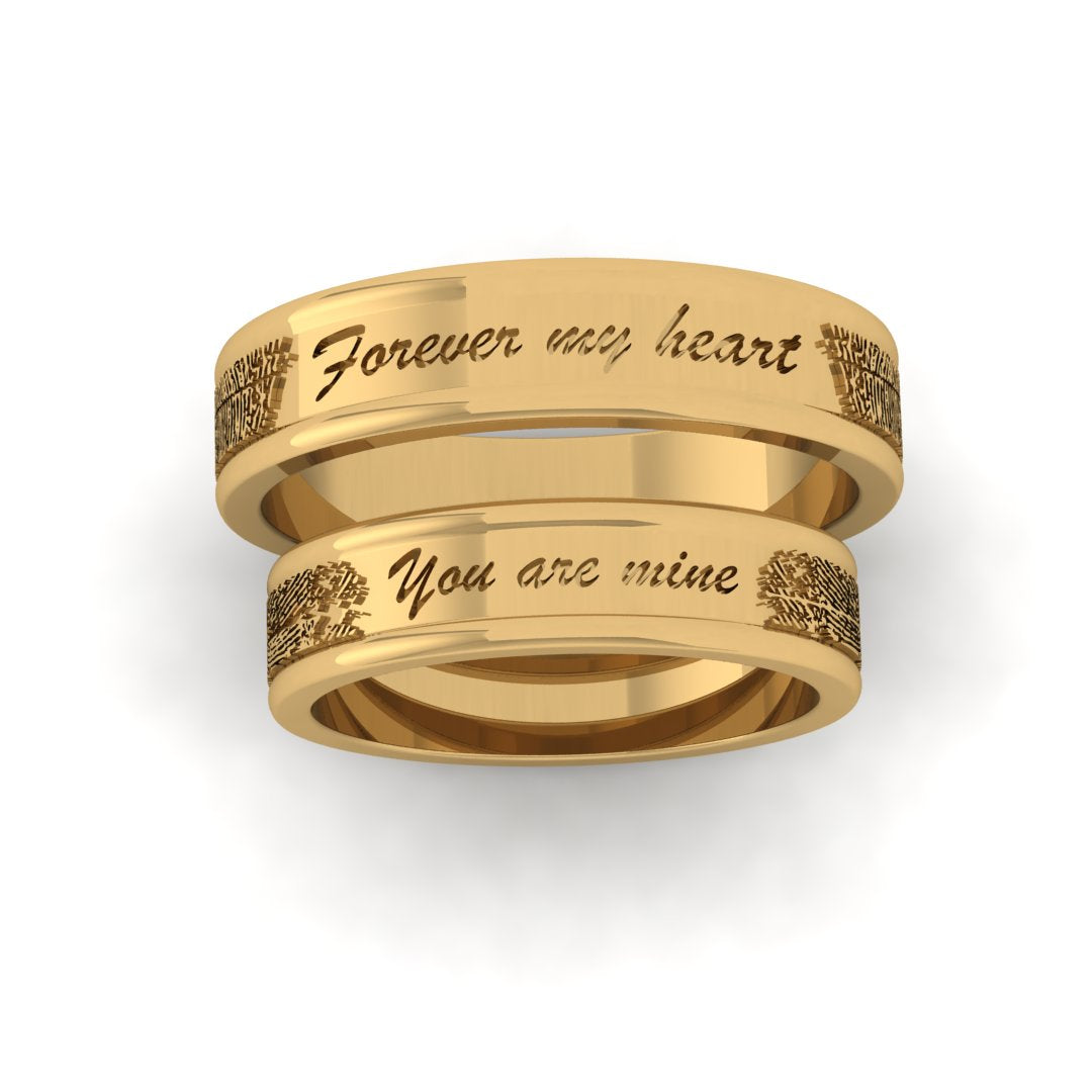 Forever My Heart – Personalized Fingerprint Couple Bands
