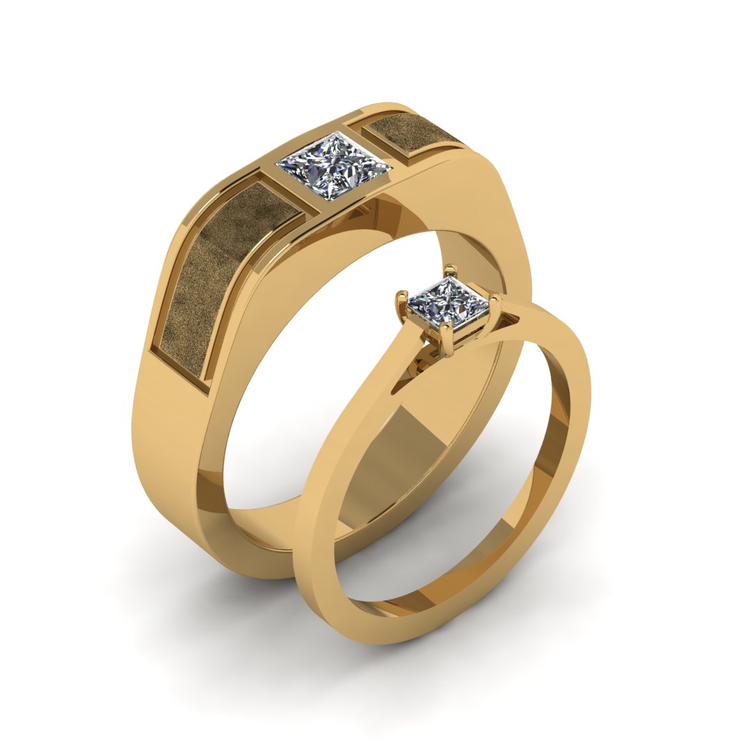 Timeless Love Square-Cut Couple Rings