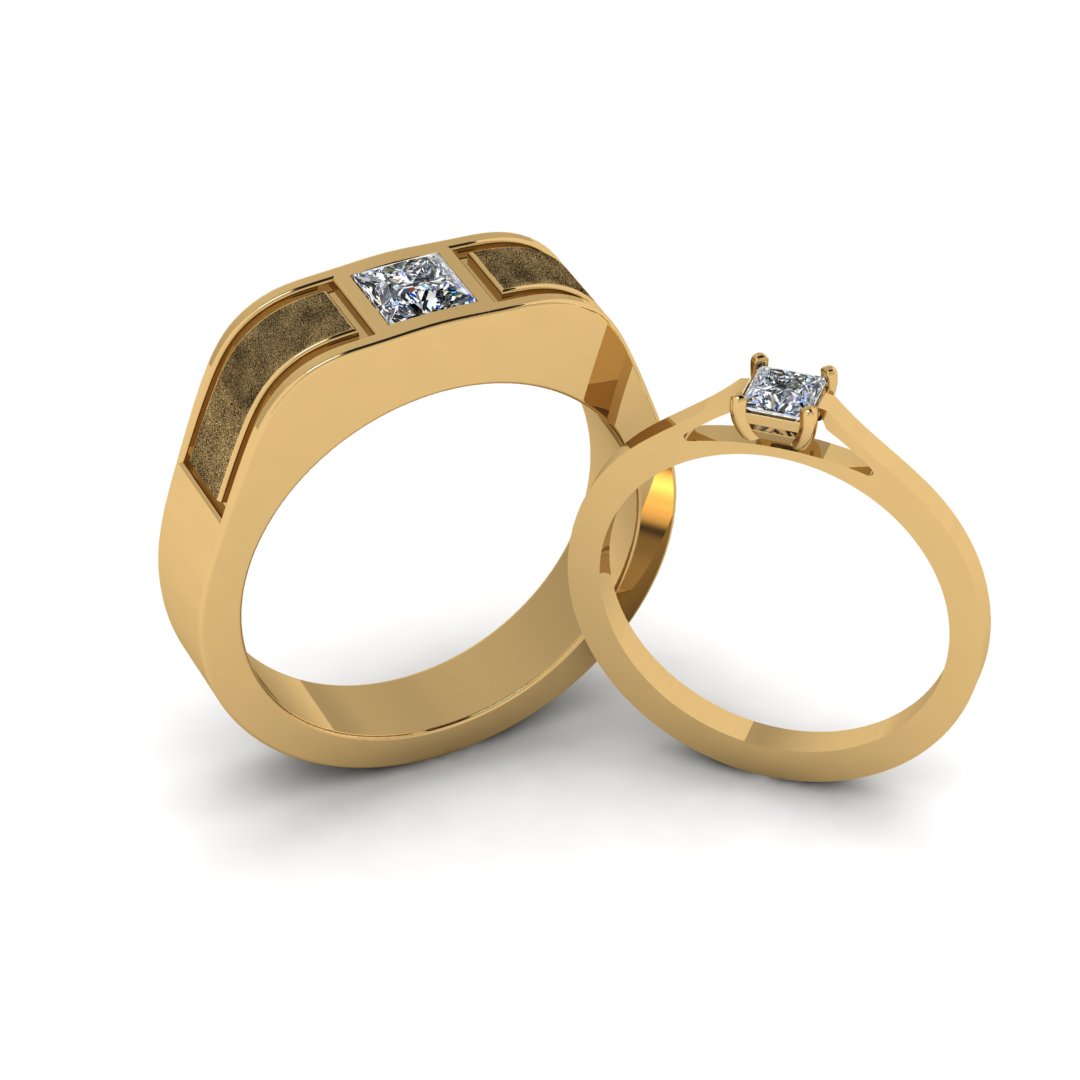 Timeless Love Square-Cut Couple Rings