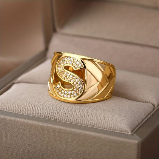 Custom Initial Gold Ring – Personalised Statement Piece