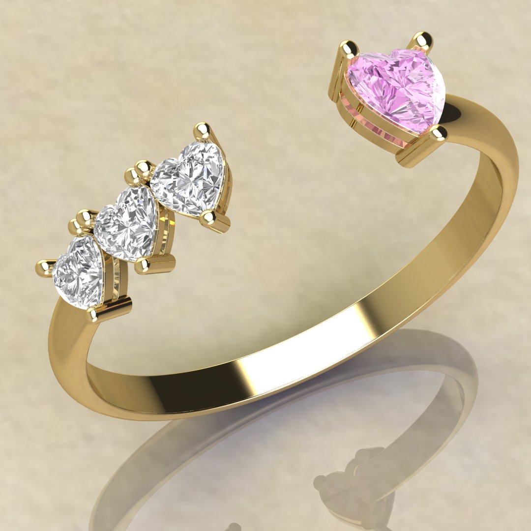 Gold Heart Stone Ring – Elegant and Romantic
