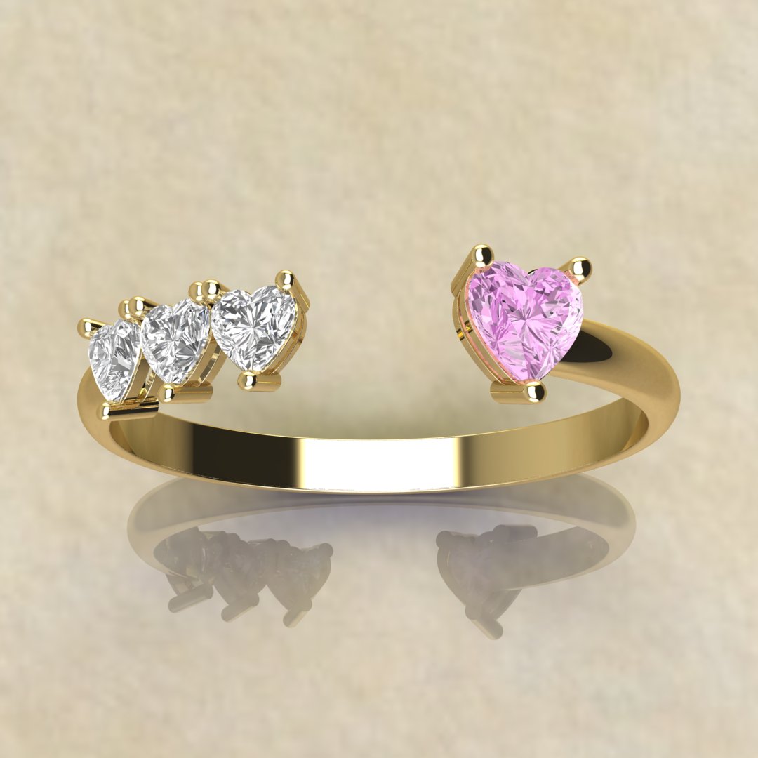 Gold Heart Stone Ring – Elegant and Romantic