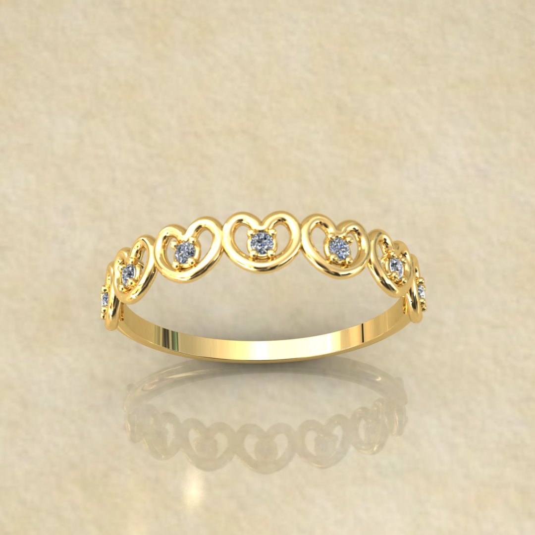 Delicate Heart Diamond Band
