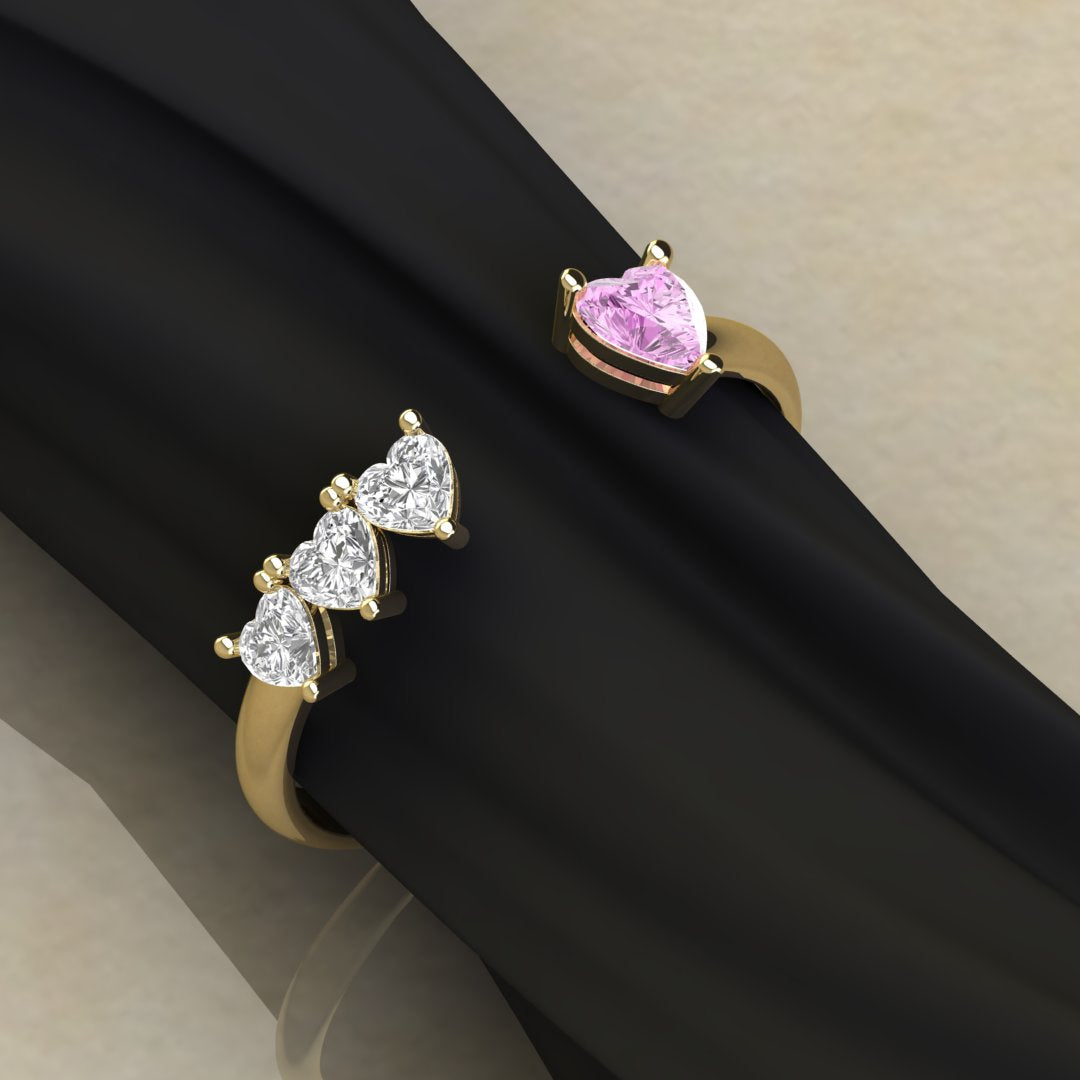 Gold Heart Stone Ring – Elegant and Romantic