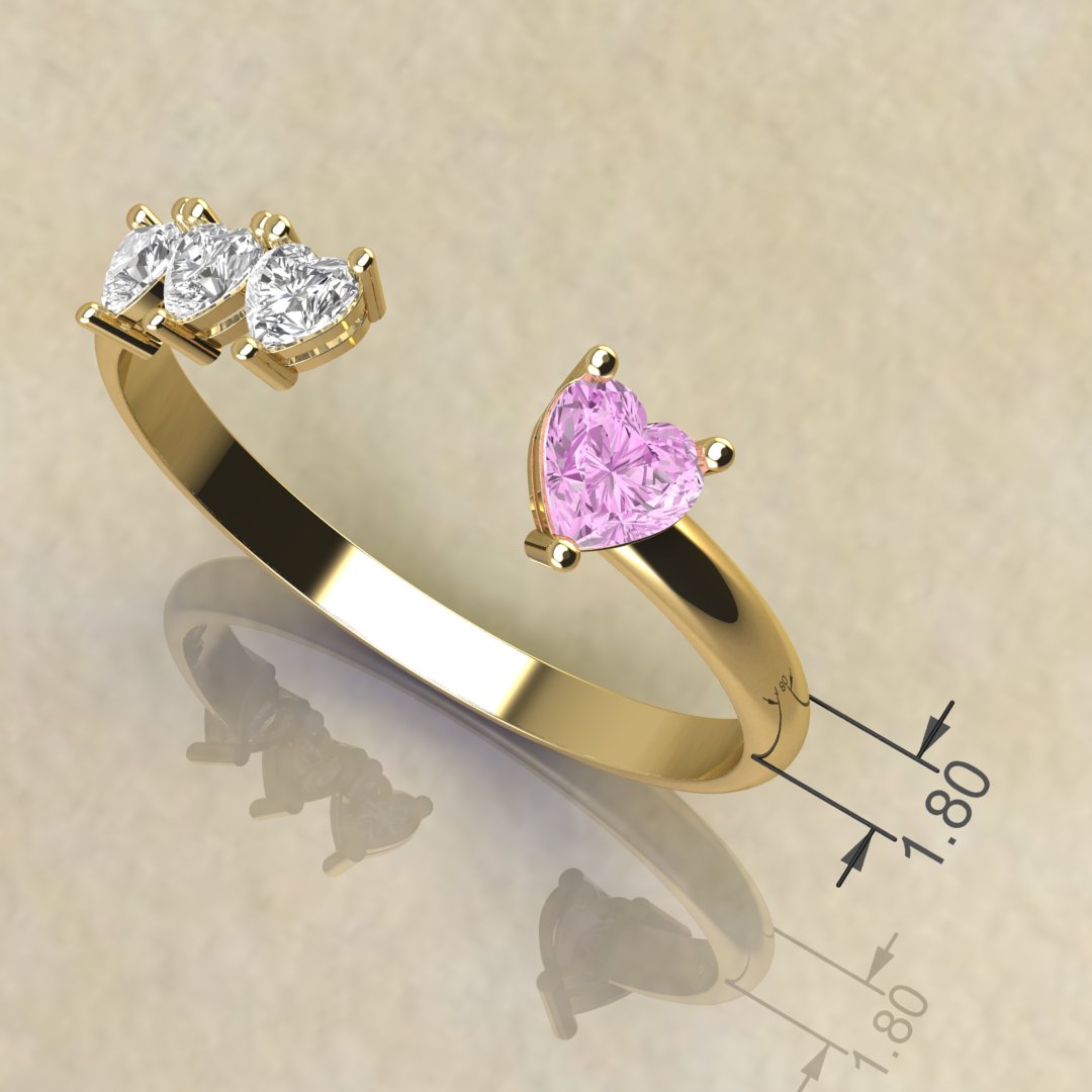 Gold Heart Stone Ring – Elegant and Romantic