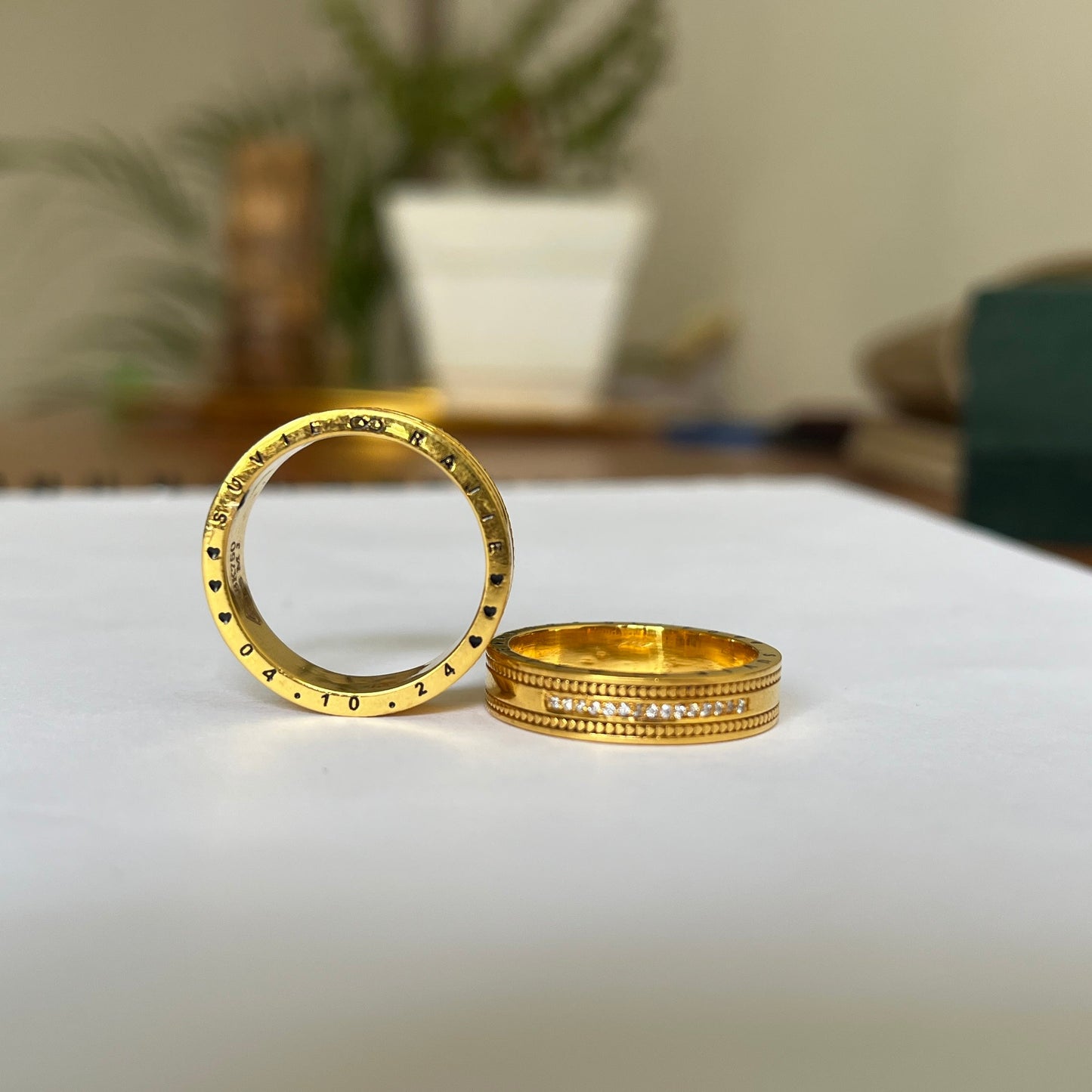 Custom Engraved Gold Couple Rings – A Timeless Bond