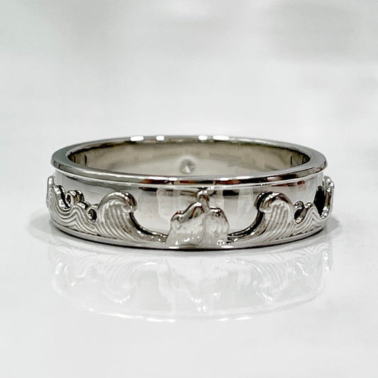 Ocean Wave Platinum Band with Hidden Elements