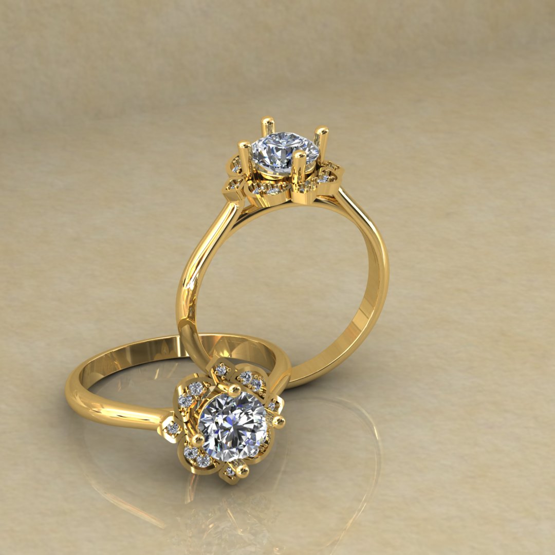 Radiant Floral Solitaire Ring