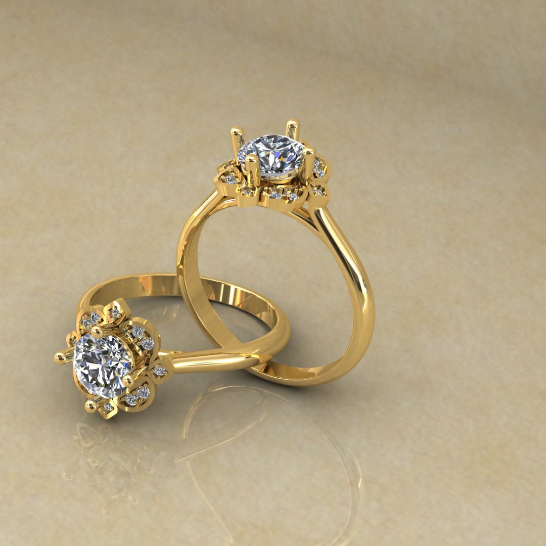 Radiant Floral Solitaire Ring