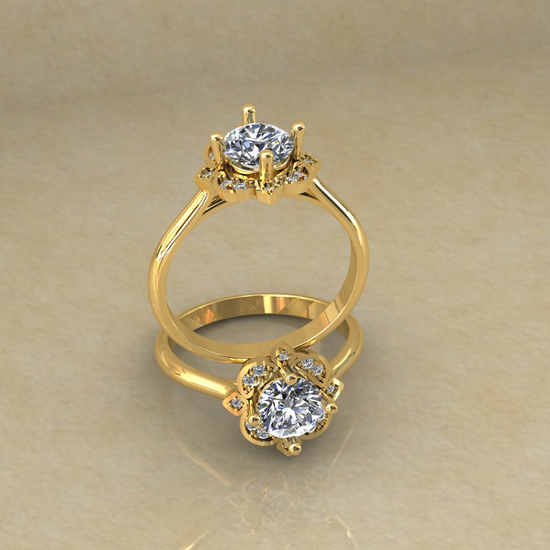 Radiant Floral Solitaire Ring