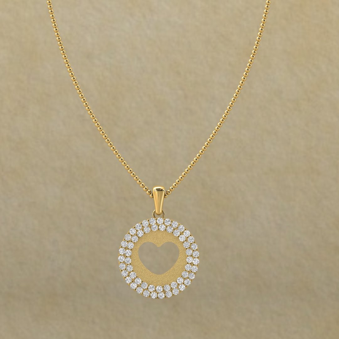 Gold Heart Pendant with Diamonds