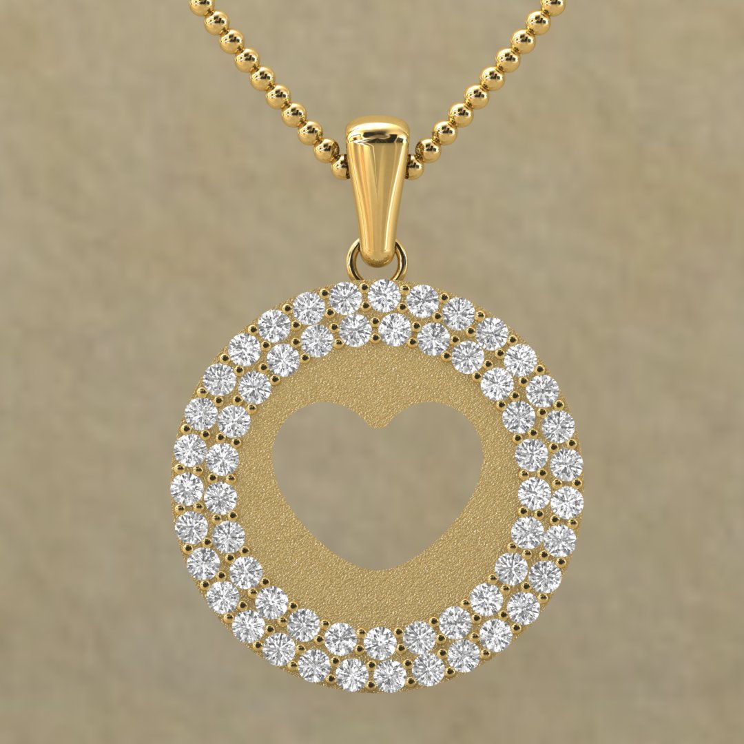 Gold Heart Pendant with Diamonds