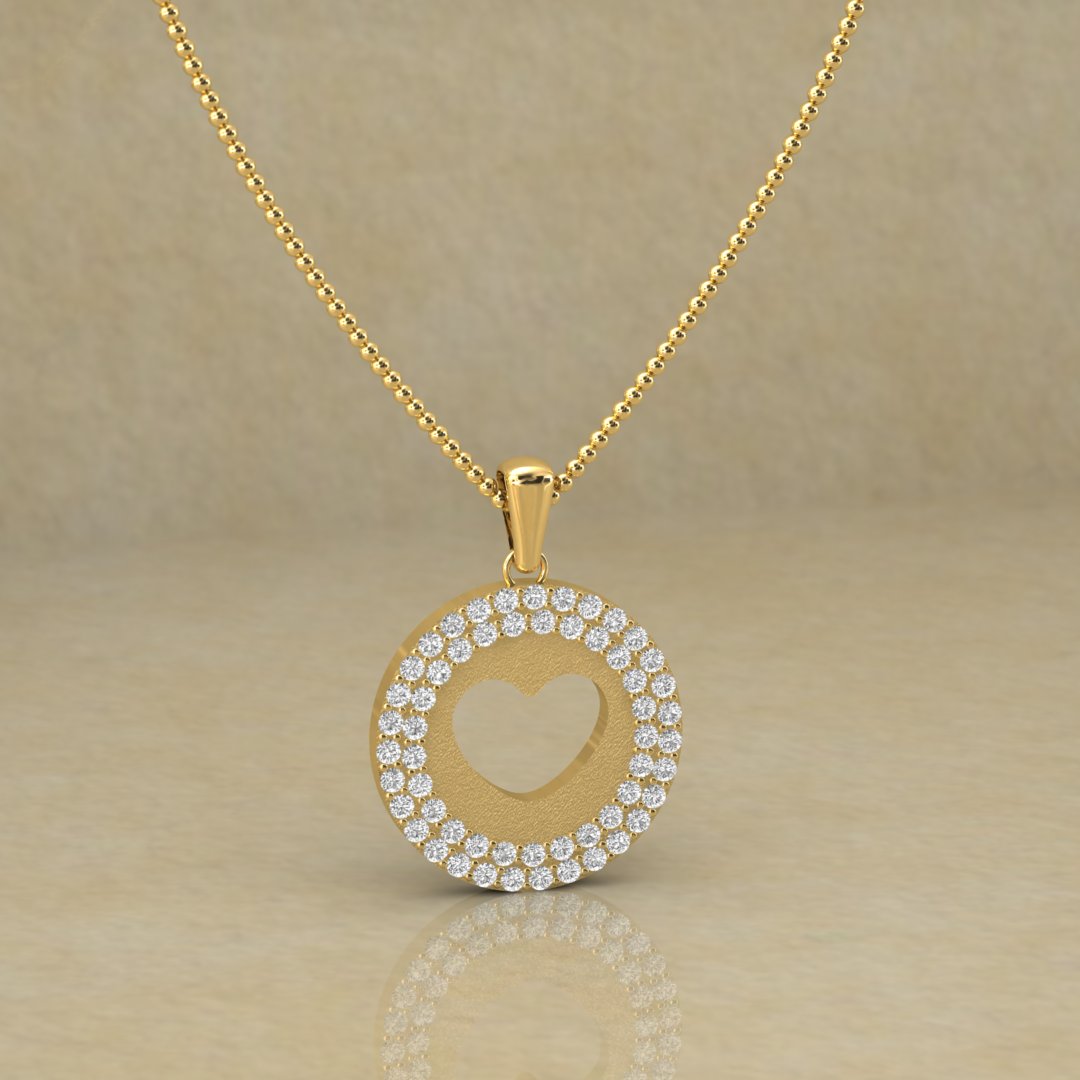 Gold Heart Pendant with Diamonds