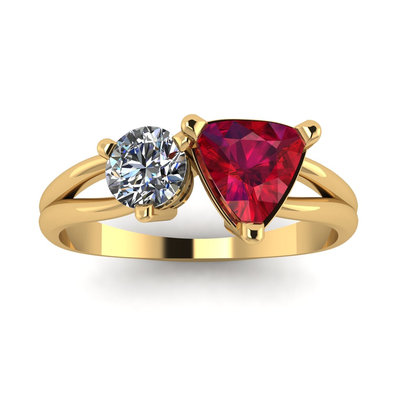 Toi et Moi Trillion & Round-Cut Gemstone Ring
