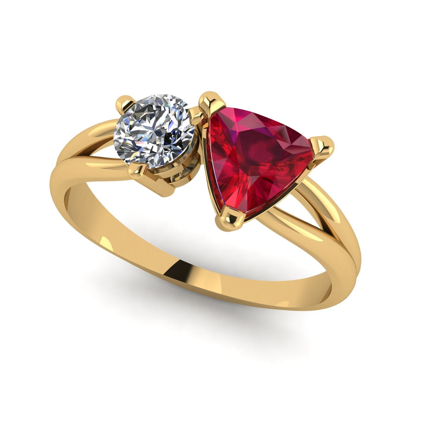Toi et Moi Trillion & Round-Cut Gemstone Ring