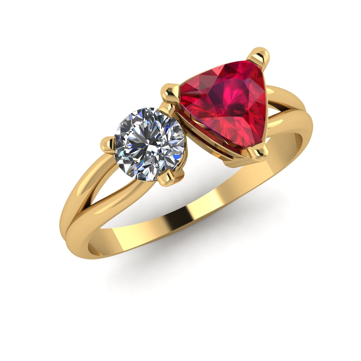 Toi et Moi Trillion & Round-Cut Gemstone Ring