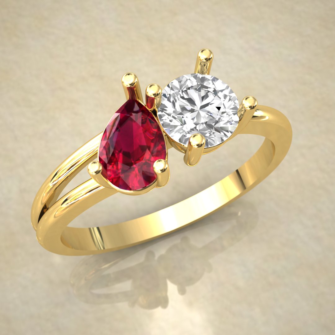 Toi Moi Gold Ring – A Dual Stone Masterpiece