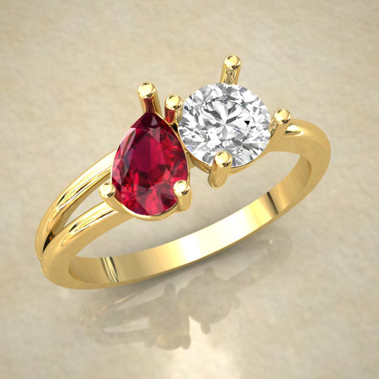 Toi Moi Gold Ring – A Dual Stone Masterpiece