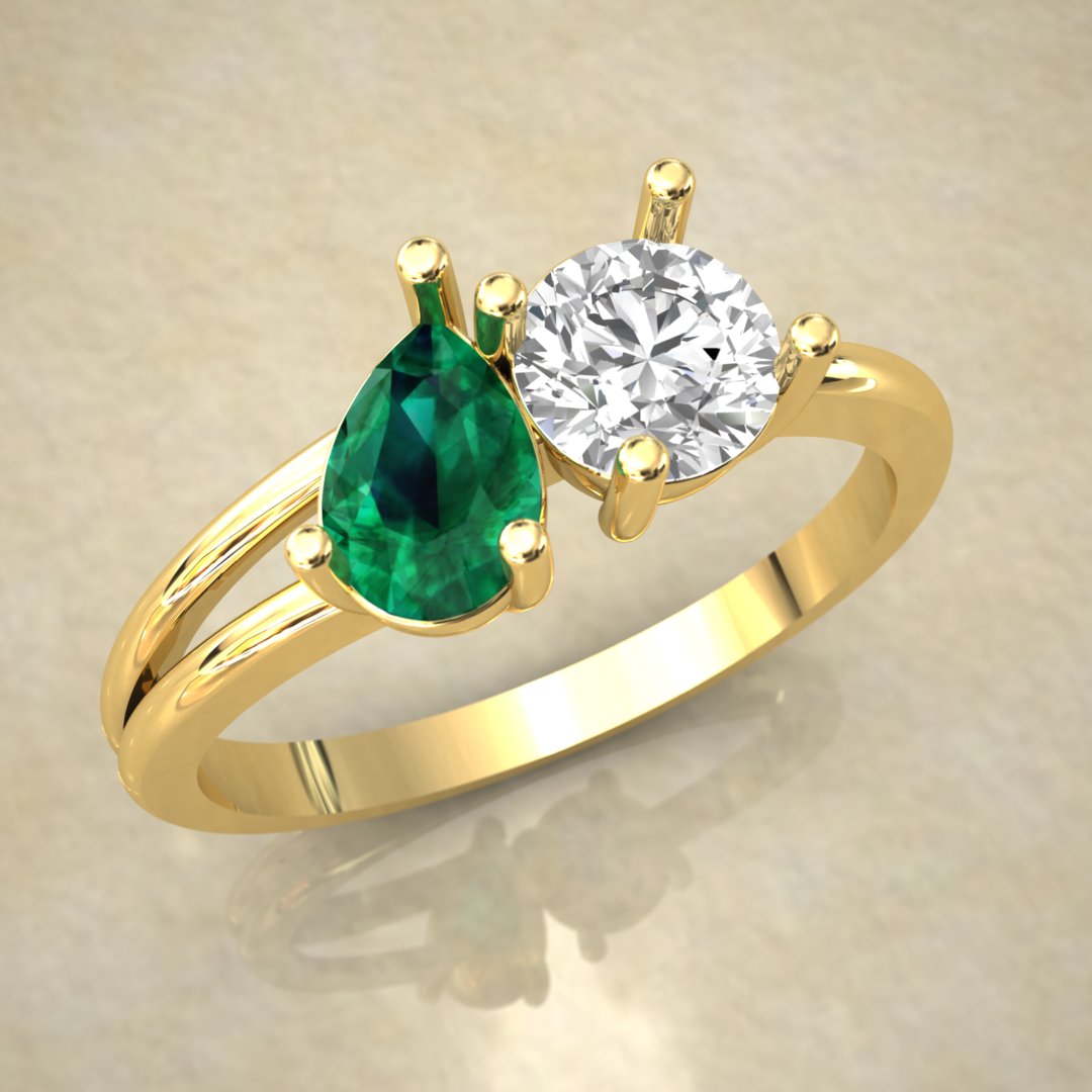 Toi Moi Gold Ring – A Dual Stone Masterpiece