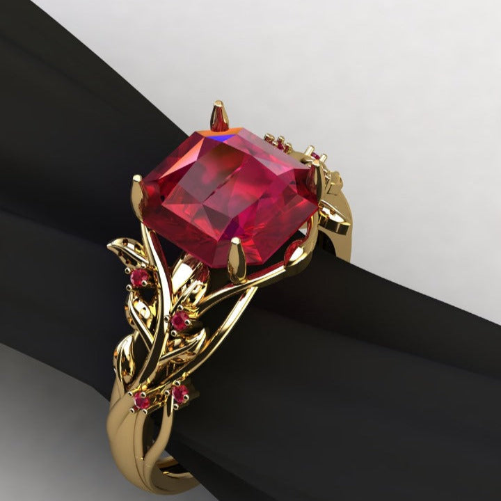 Floral Gemstone Gold Ring – A Nature-Inspired Elegance