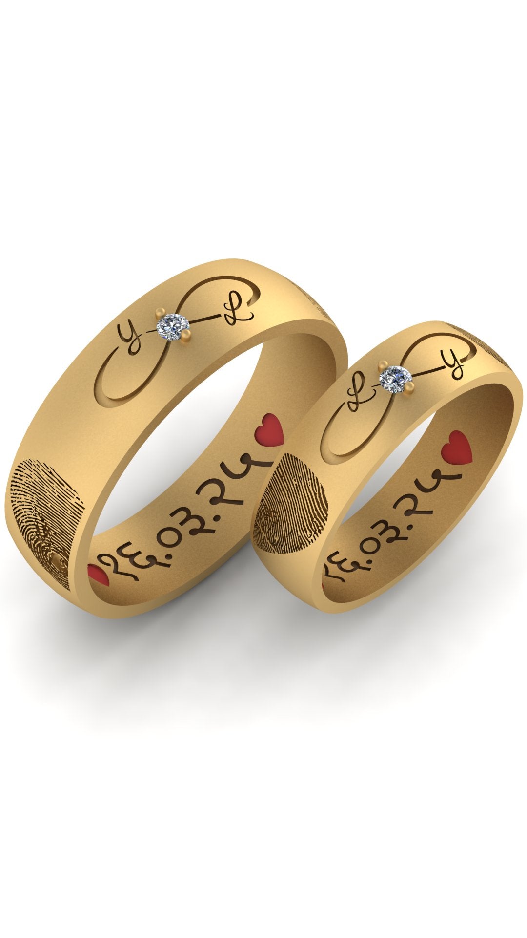 Custom Fingerprint Infinity Rings with Initials and Special Date