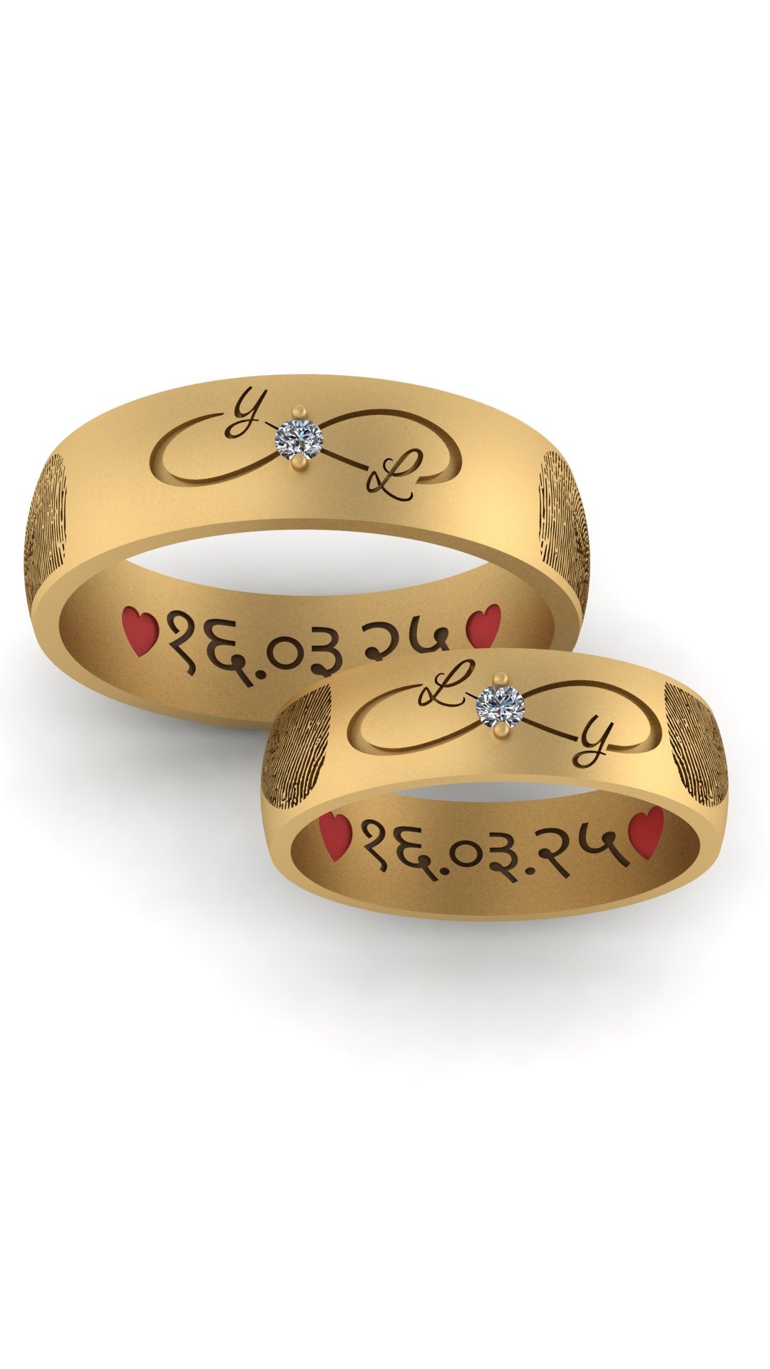 Custom Fingerprint Infinity Rings with Initials and Special Date