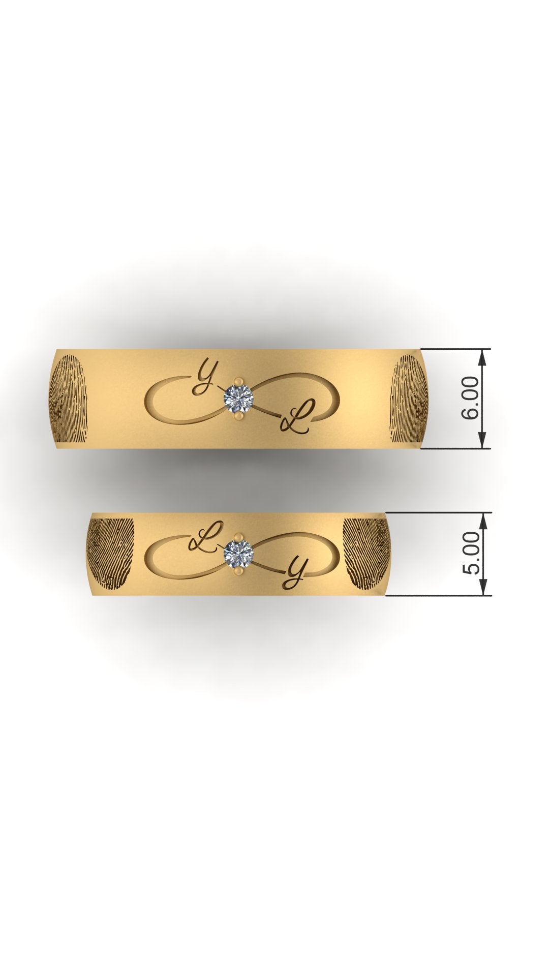 Custom Fingerprint Infinity Rings with Initials and Special Date