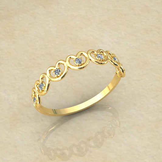 Delicate Heart Diamond Band