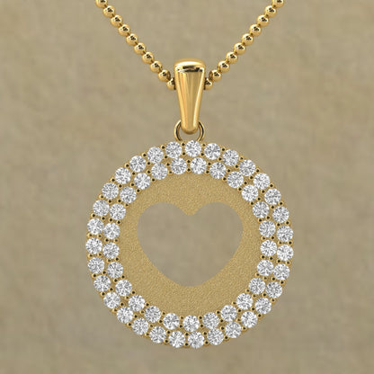 Gold Heart Pendant with Diamonds