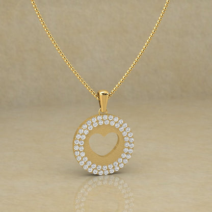 Gold Heart Pendant with Diamonds
