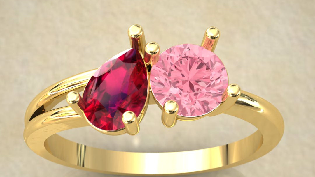 Toi Moi Gold Ring – A Dual Stone Masterpiece